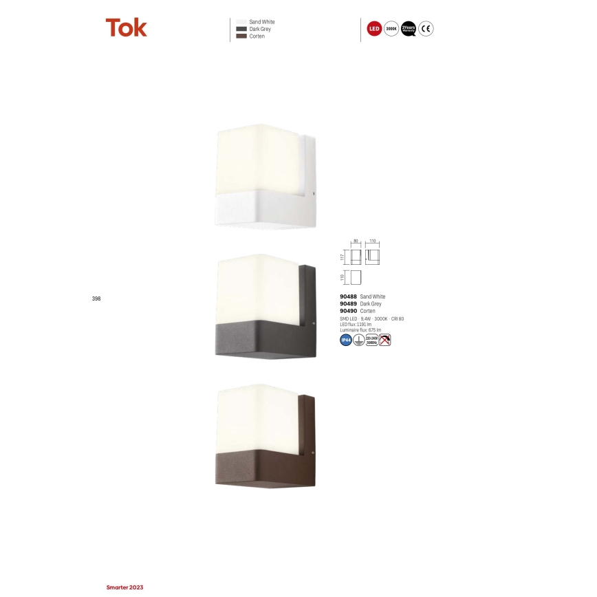 Redo 90489 - LED vägglampa för utomhusbruk TOK LED/9,4W/230V IP44 antracit