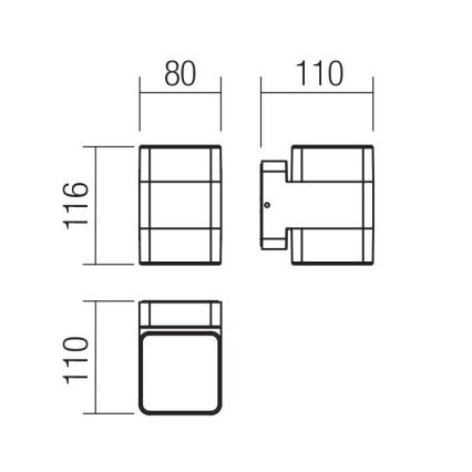 Redo 90492 - LED vägglampa för utomhusbruk TOK LED/14,8W/230V IP44 antracit
