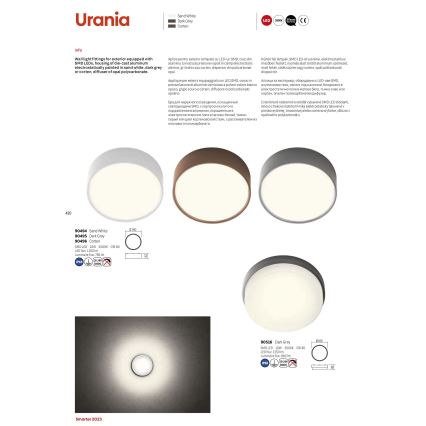 Redo 90516 - LED taklampa för utomhusbruk URANIA LED/10W/230V diameter 16 cm IP65 antracit