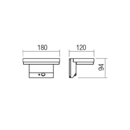 Redo 90535 - LED solcell väggbelysning med sensor TAIYO LED/2W/3,7V 3000K 2200 mAh IP54 antracit