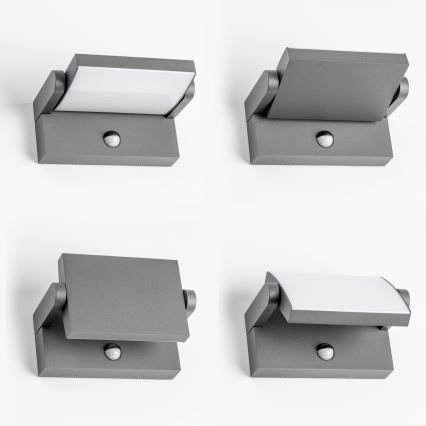 Redo 90587 - LED Utomhus vägglampa med sensor FLIP LED/20W/230V CRI 90 3000K IP54 antracit