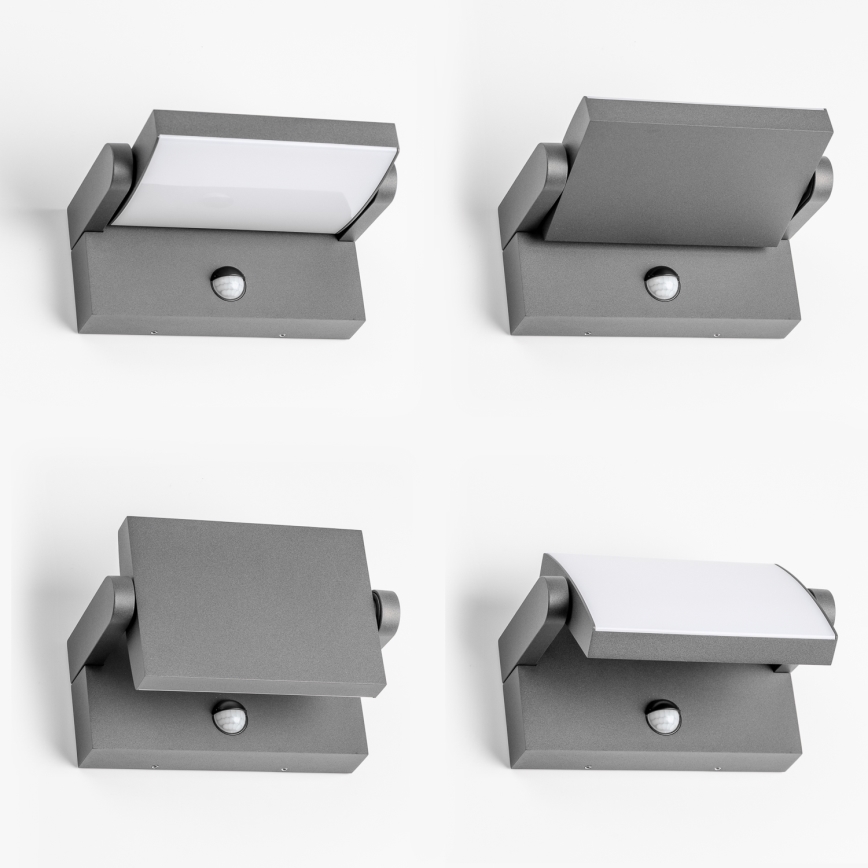 Redo 90587 - LED-utomhusvägglampa med sensor FLIP LED/20W/230V 3000K Ra 90 IP54 antracit