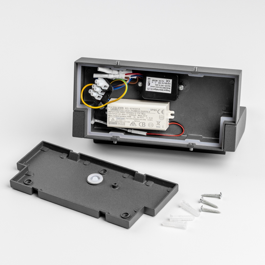 Redo 90587 - LED-utomhusvägglampa med sensor FLIP LED/20W/230V 3000K Ra 90 IP54 antracit