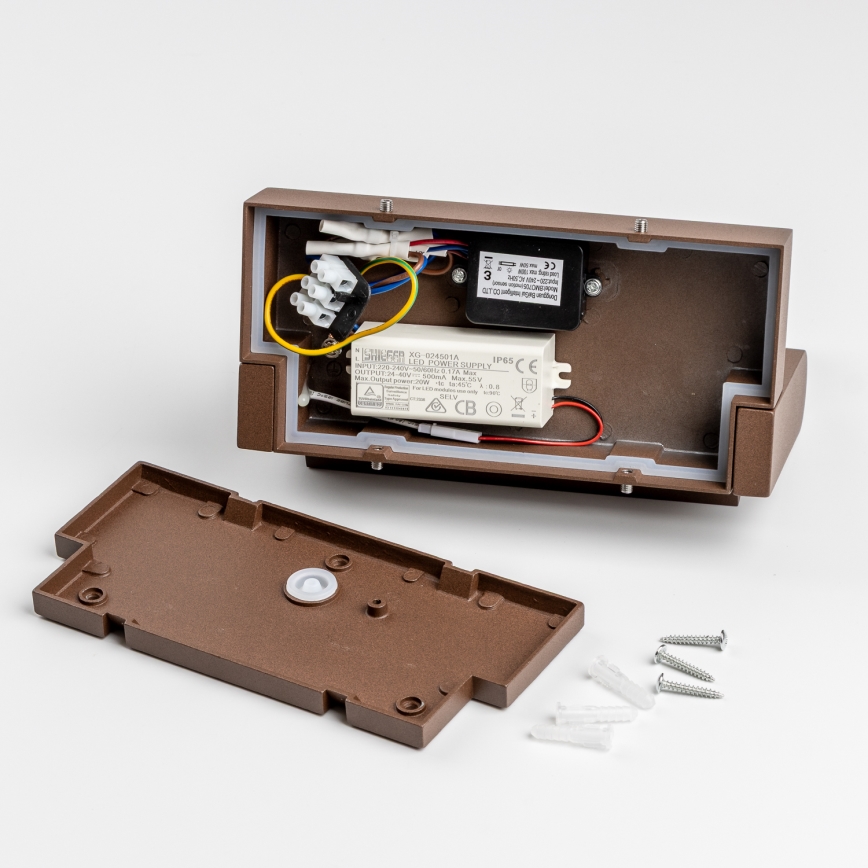 Redo 90588 - LED Utomhus vägglampa med sensor FLIP LED/20W/230V CRI 90 3000K IP54 brun