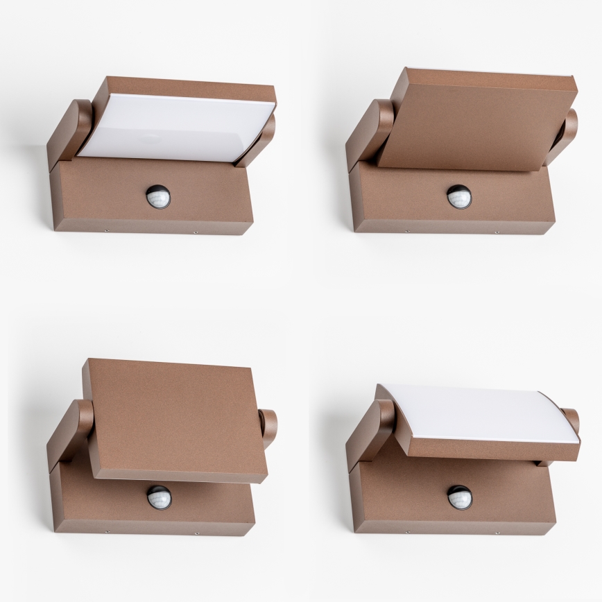 Redo 90588 - LED-utomhusväggarmatur med sensor FLIP LED/20W/230V 3000K Ra 90 IP54 brun