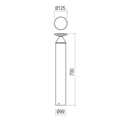 Redo 90591 - LED utomhuslampa BIRO LED/12W/230V 3000K 70 cm CRI 90 IP65 antracit