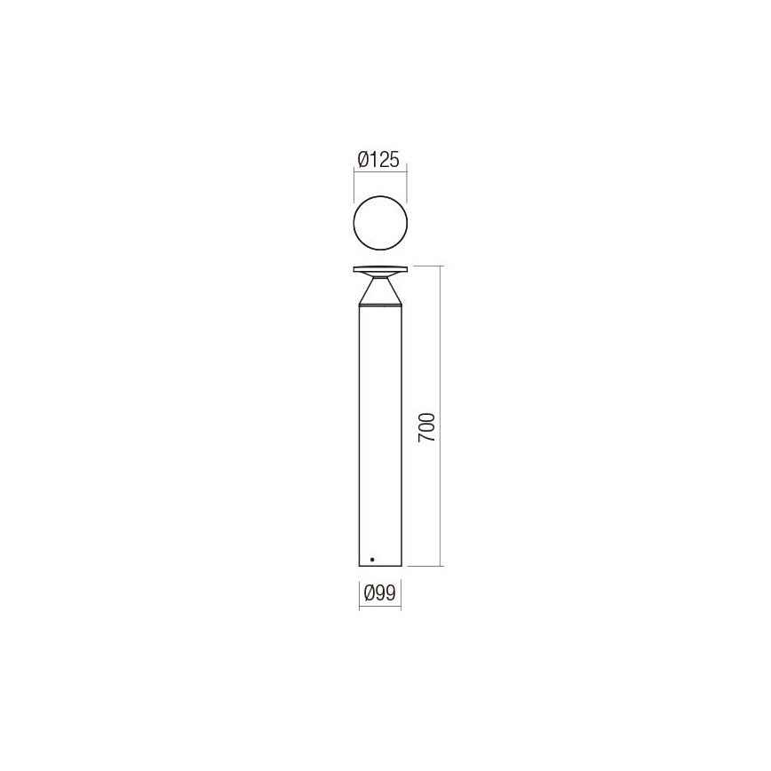 Redo 90591 - LED utomhuslampa BIRO LED/12W/230V 3000K 70 cm CRI 90 IP65 antracit