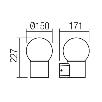 Redo 90640 - Vägglampa för utomhusbruk BULK 1xE27/28W/230V IP44 antracit