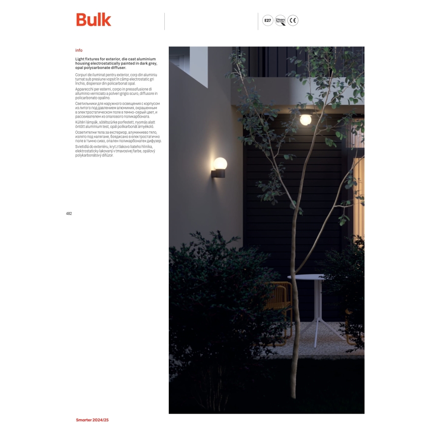 Redo 90641 - Taklampa för utomhusbruk BULK 1xE27/28W/230V IP44 antracit