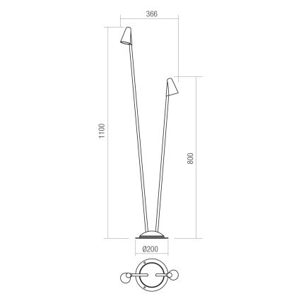 Redo 90713 - Utomhuslampa NIVALIS 2xLED/6,9W/230V 3000K 110 cm IP65 grön