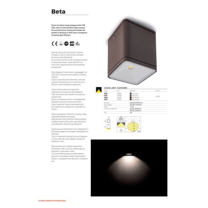 Redo 9080 - BETA LED utomhusvägglampa, 6W, 230V, 3000K, IP54, brun