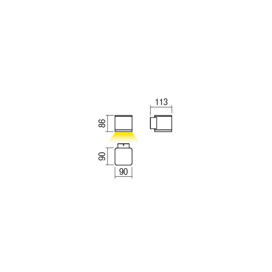 Redo 9080 - BETA LED utomhusvägglampa, 6W, 230V, 3000K, IP54, brun