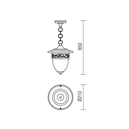 Redo 9399 - Utomhuslampa på kedja BASEL 1xE27/42W/230V IP44 svart