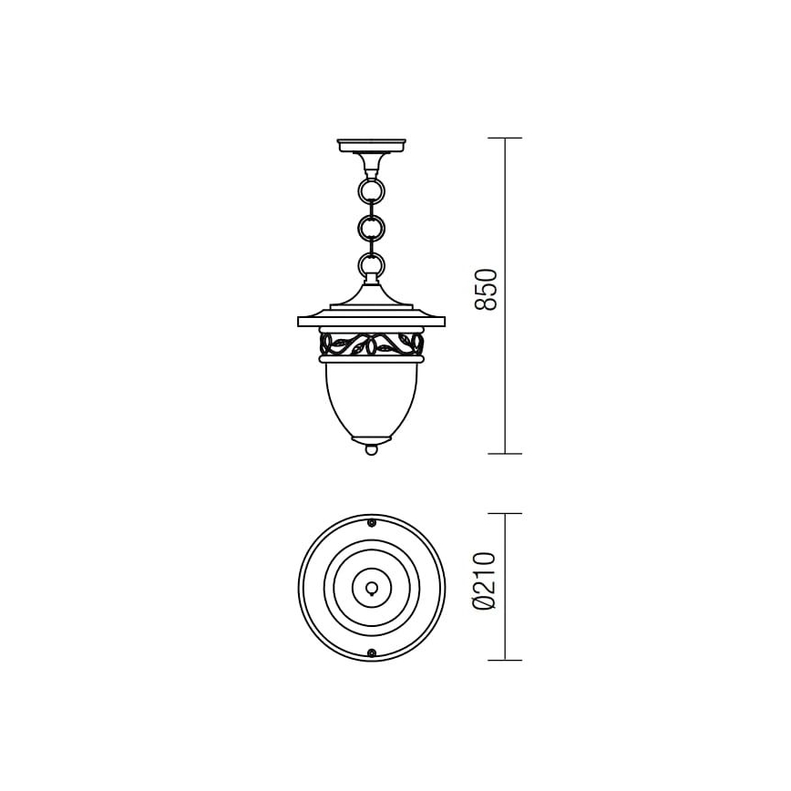 Redo 9399 - Utomhuslampa på kedja BASEL 1xE27/42W/230V IP44 svart