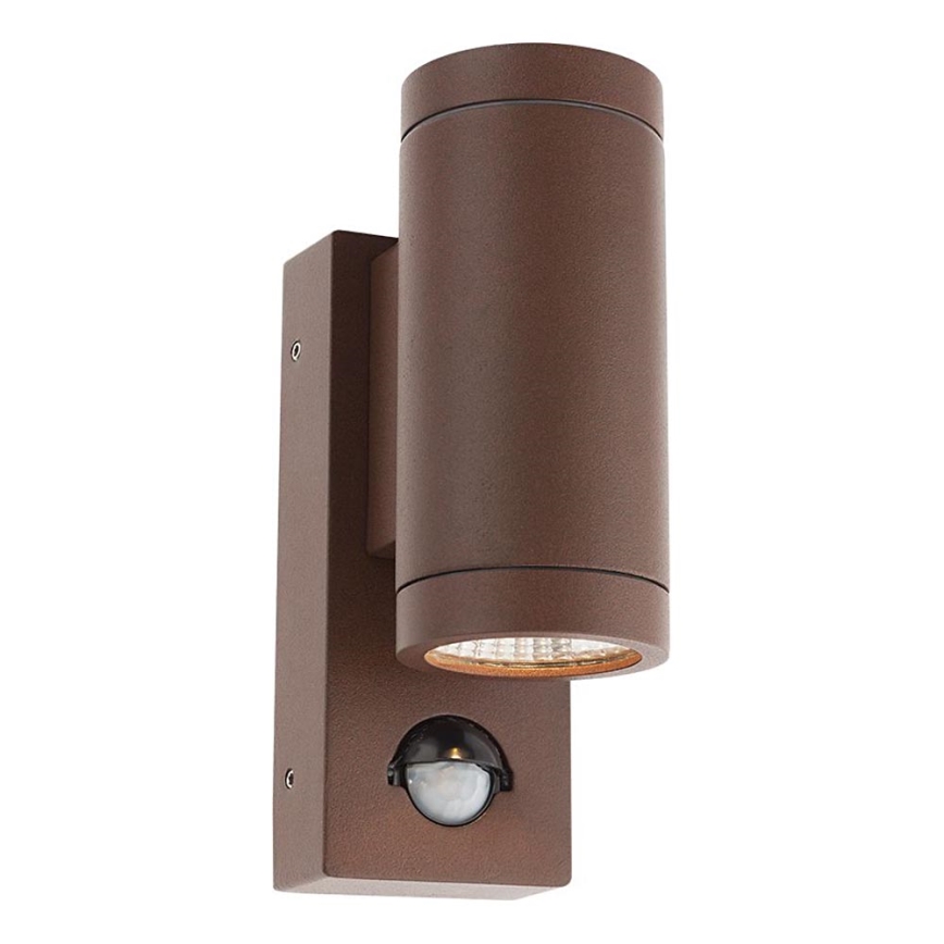 Redo 9455 - LED Utomhus vägglampa med sensor VINCE 2xLED/3W/230V IP54 brun