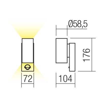 Redo 9455 - LED Utomhus vägglampa med sensor VINCE 2xLED/3W/230V IP54 brun