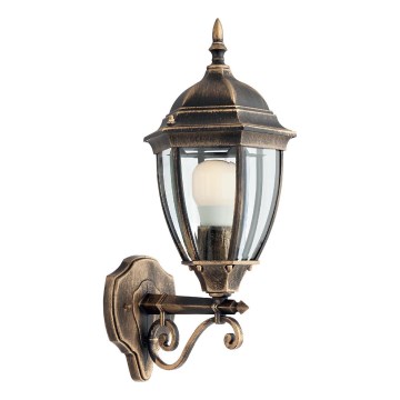 Redo 9604 - Vägglampa för utomhusbruk SEVILLA 1xE27/42W/230V IP44 guld/patina