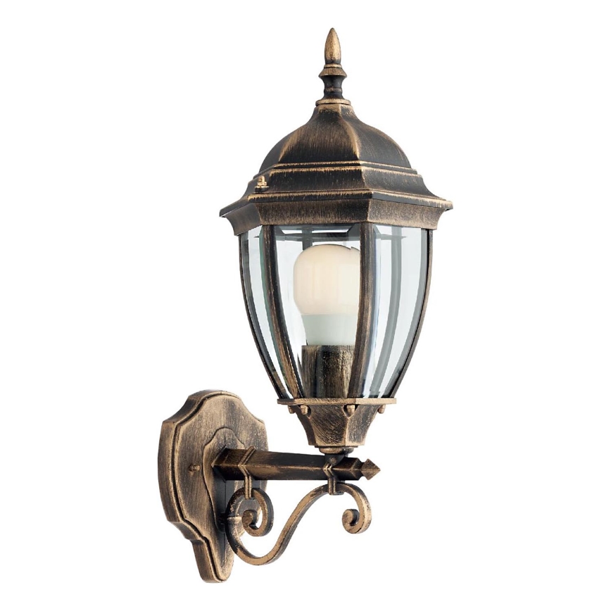 Redo 9604 - Vägglampa för utomhusbruk SEVILLA 1xE27/42W/230V IP44 guld/patina