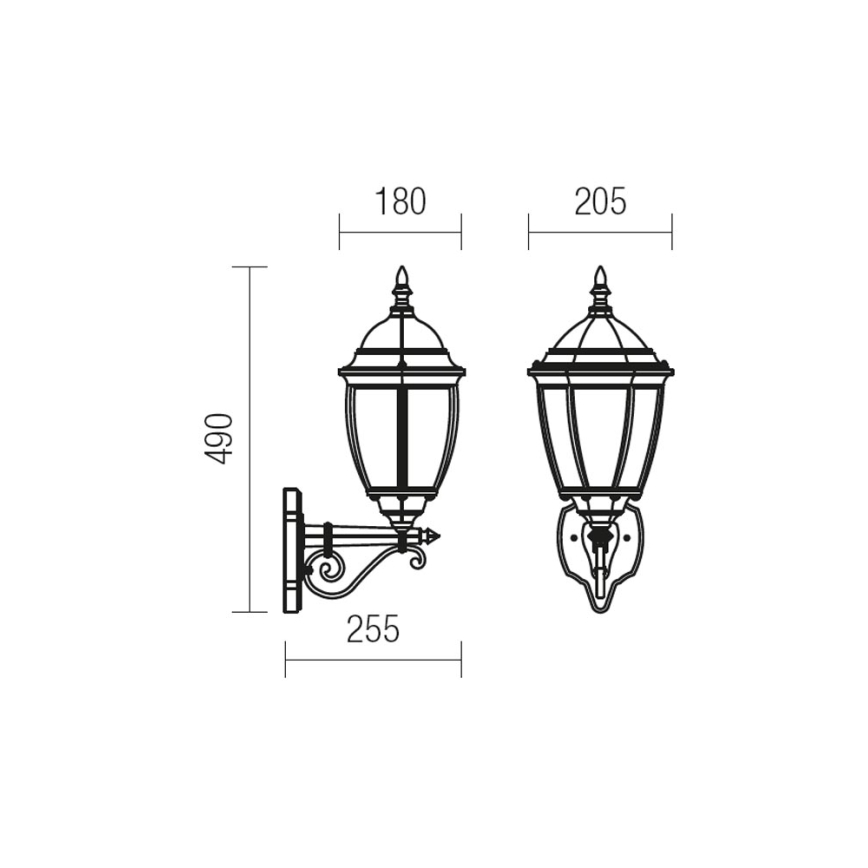 Redo 9604 - Vägglampa för utomhusbruk SEVILLA 1xE27/42W/230V IP44 guld/patina