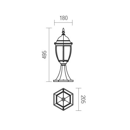Redo 9606 - Utomhuslampa SEVILLA 1xE27/42W/230V IP44 guld/patina