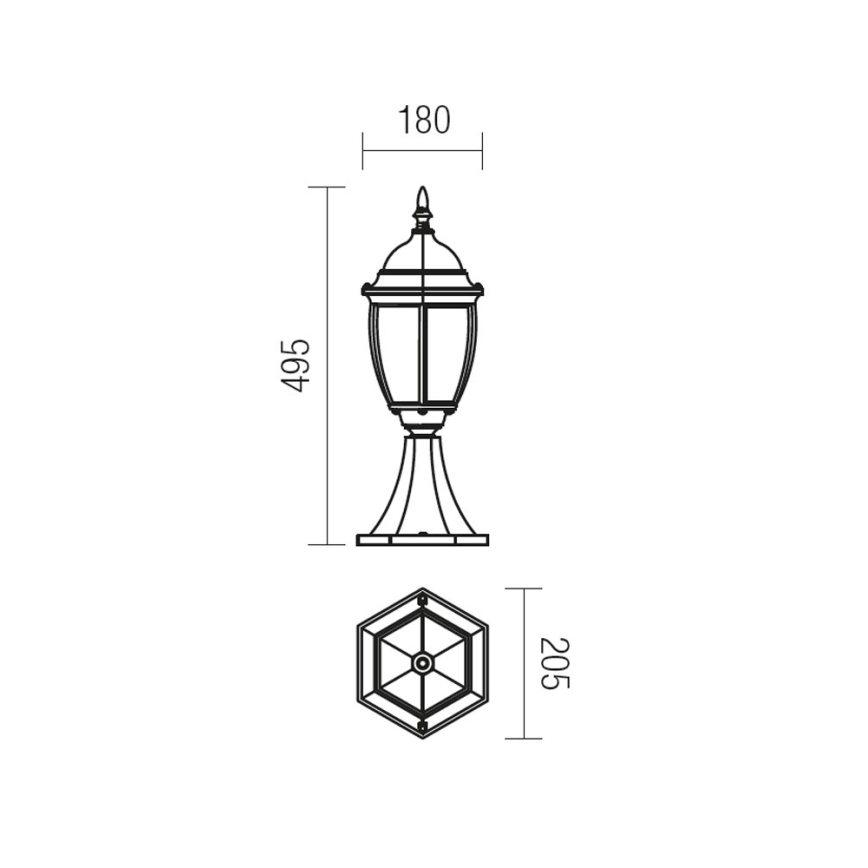 Redo 9606 - Utomhuslampa SEVILLA 1xE27/42W/230V IP44 guld/patina