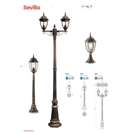 Redo 9607 - Utomhus ljuskrona på kedja SEVILLA 1xE27/42W/230V IP44 guld/patina