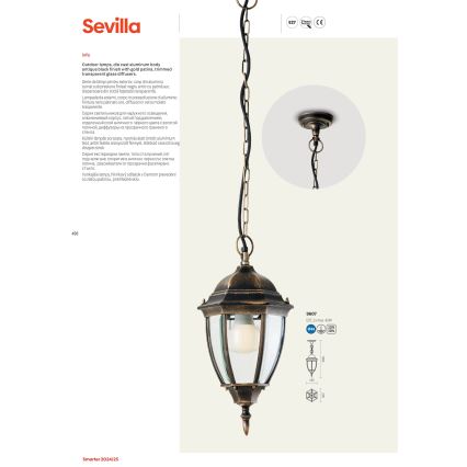 Redo 9609 - Utomhuslampa SEVILLA 2xE27/42W/230V IP44 guld/patina