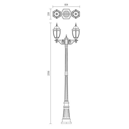 Redo 9609 - Utomhuslampa SEVILLA 2xE27/42W/230V IP44 guld/patina