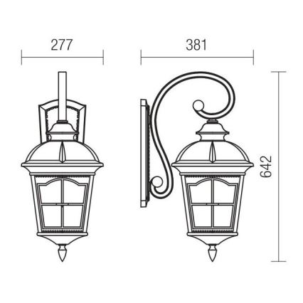 Redo 9648 - Utomhusvägglampa YORK 1xE27/70W/230V IP44 brun