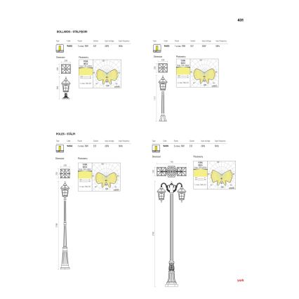 Redo 9652 - Utomhuslampa YORK 1xE27/70W/230V IP44 brun
