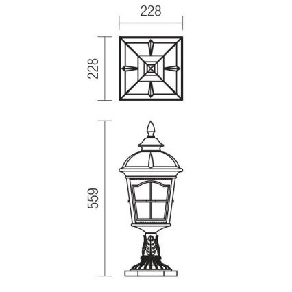 Redo 9652 - Utomhuslampa YORK 1xE27/70W/230V IP44 brun