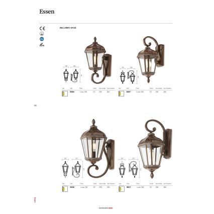 Redo 9656 - Utomhusvägglampa ESSEN 1xE27/70W/230V IP44 brun/patina
