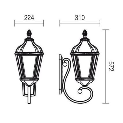 Redo 9656 - Utomhusvägglampa ESSEN 1xE27/70W/230V IP44 brun/patina