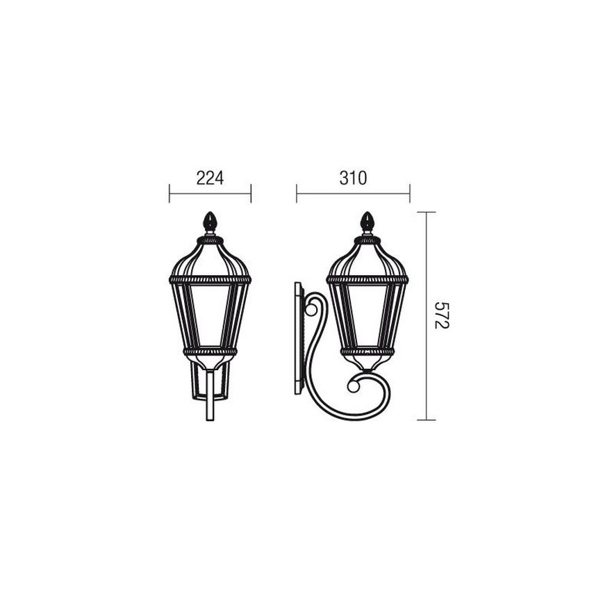 Redo 9656 - Utomhusvägglampa ESSEN 1xE27/70W/230V IP44 brun/patina
