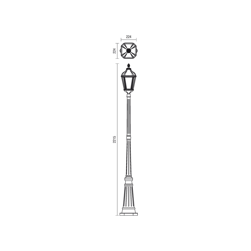 Redo 9662 - Utomhuslampa ESSEN 1xE27/70W/230V 221,5 cm IP44 brun/patina