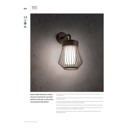 Redo 9843 - Vägglampa för utomhusbruk TITTI 1xE27/42W/230V IP44 antracit