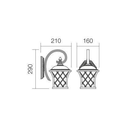 Redo 9951 - Vägglampa för utomhusbruk BREMEN 1xE27/42W/230V IP23 guld/patina