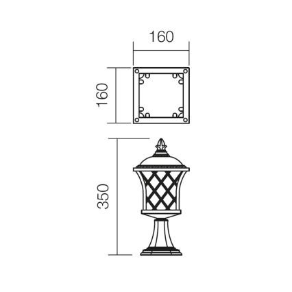 Redo 9953 - Utomhuslampa BREMEN 1xE27/42W/230V IP23 guld/patina