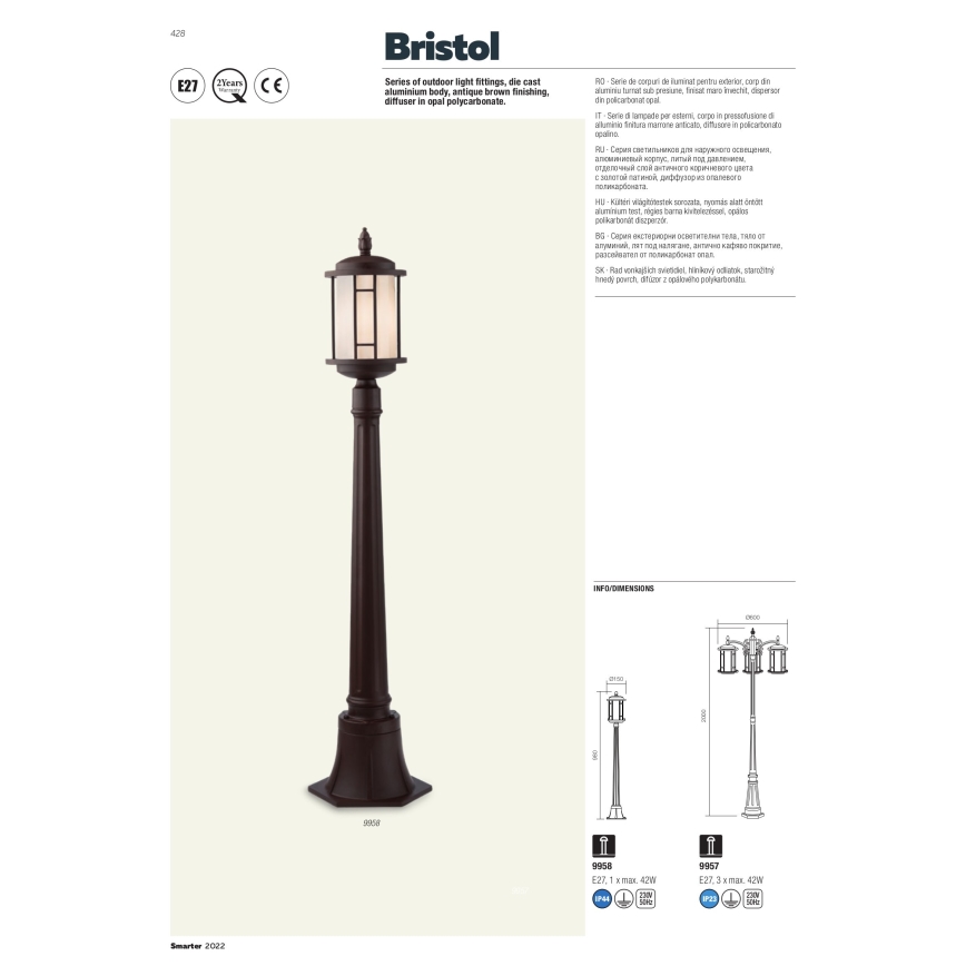 Redo 9956 - Utomhus ljuskrona på kedja  BRISTOL 1xE327/42W230V IP23