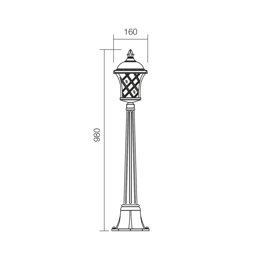 Redo 9961 - Utomhuslampa BREMEN 1xE27/42W/230V IP23 guld/patina