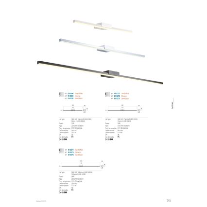 Redo01-3270 - Badrumsspegel med LED-belysning ASTON LED/12W/230V 60 cm CRI 90 IP44 svart