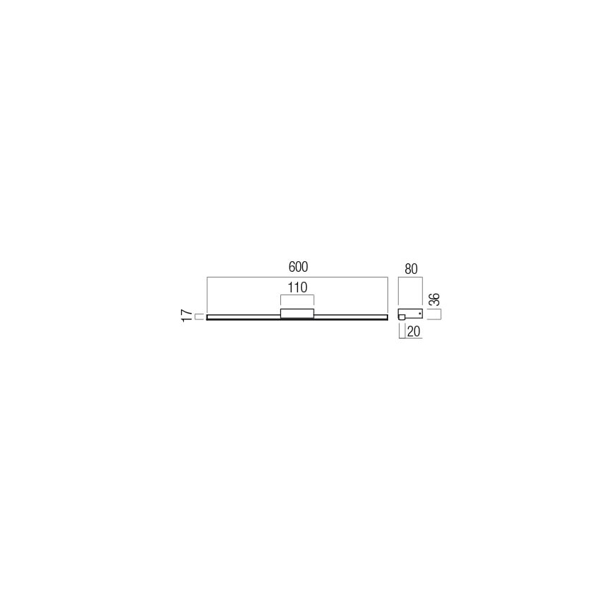 Redo01-3270 - Badrumsspegel med LED-belysning ASTON LED/12W/230V 60 cm CRI 90 IP44 svart