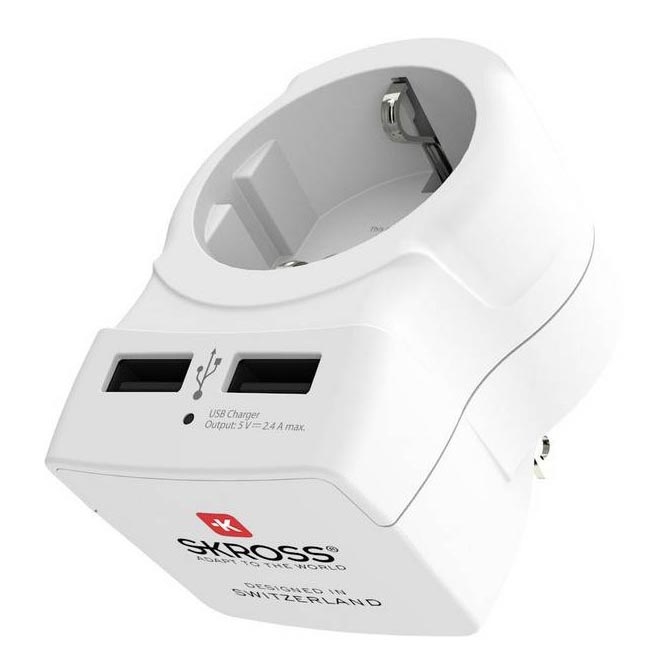 Reseadapter  diameter  USA 230V + 2x USB port