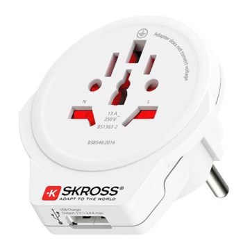 Reseadapter för Europa med USB‑A 12 W — för utländska besökare i Tjeckien, typ E/F