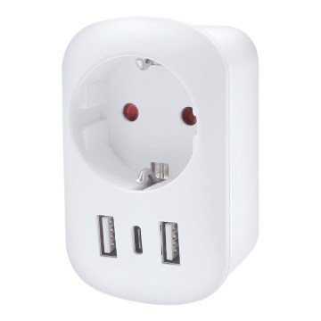 Reseadapter för UK 230V 2x USB-A + 1x USB-C