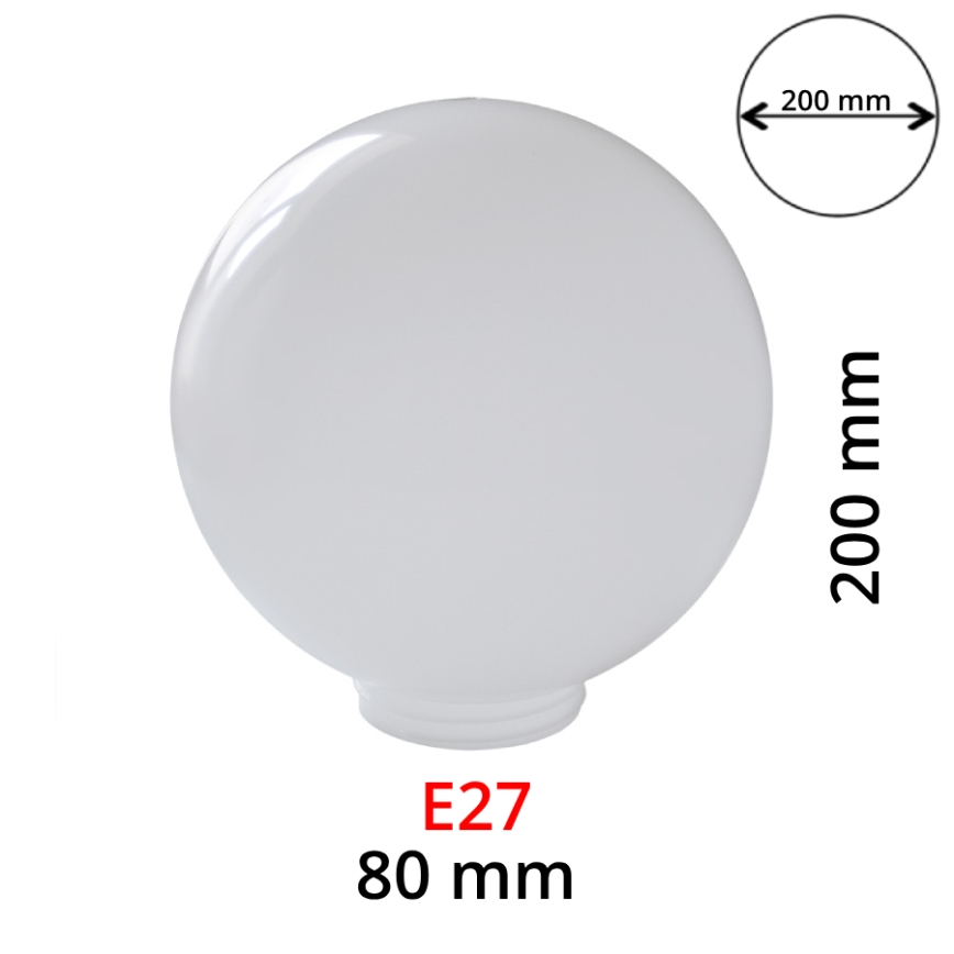 Reservglas i mjölkfärgat glas för vägglampor PARK E27 Ø 20 cm