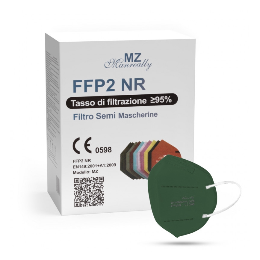 Respirator FFP2 NR CE 0598 mörkgrön 20st