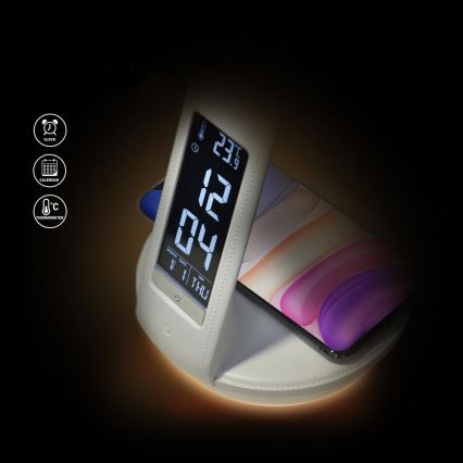 LED Dimbar bordslampa med trådlös laddning Qi 5W och display LED/6W/230V 3000/4000/6000K vit