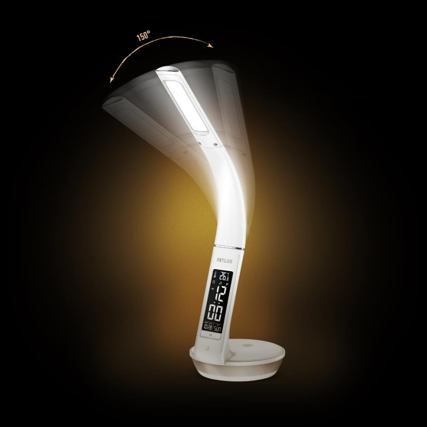 LED Dimbar bordslampa med trådlös laddning Qi 5W och display LED/6W/230V 3000/4000/6000K vit
