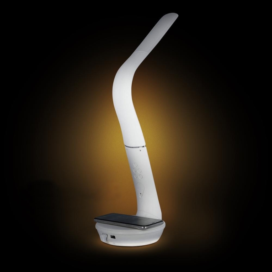 LED Dimbar bordslampa med trådlös laddning Qi 5W och display LED/6W/230V 3000/4000/6000K vit